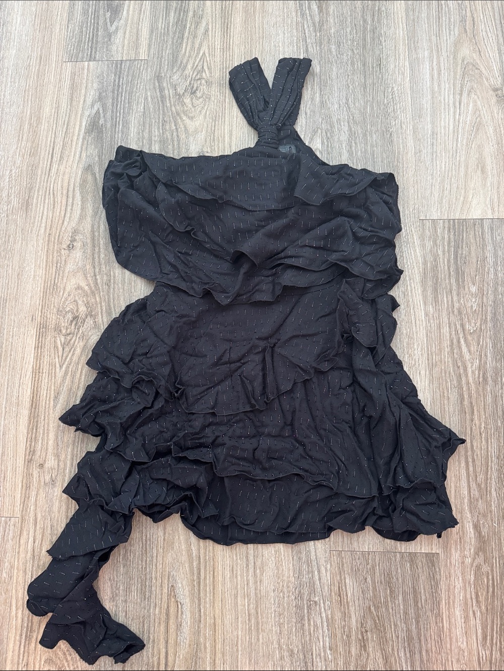 Zara Black Ruffle Halter Dress Small